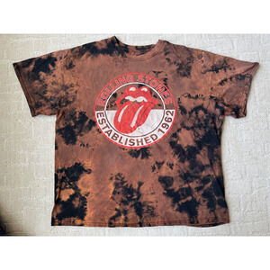 The Rolling Stones Tie Dye T-Shirt Short Sleeve Tongue Logo Licensed